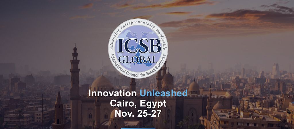 ICSB 2025 Banner – Innovation Unleashed, Cairo (لافتة ICSB 2025 – الابتكار المنطلق، القاهرة)