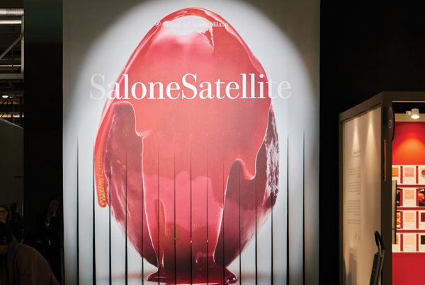 SaloneSatellite exhibition entrance at Salone del Mobile.Milano, highlighting emerging designers, creative experimentation, and the dialogue between craftsmanship and innovation