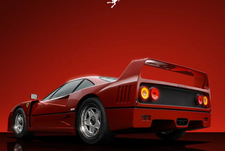 Ferrari F40 Icon of an Era automotive art poster celebrating the legendary supercar and its enduring place in automotive history.